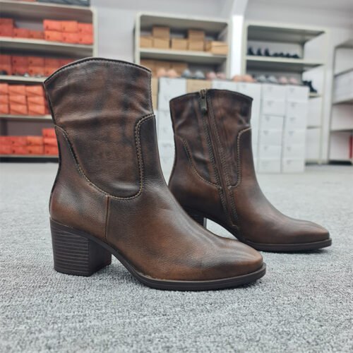 Women's brown zipper boot